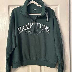 Hollister Forest Green Quarter-Zip Pullover HAMPTONS NWT Large L